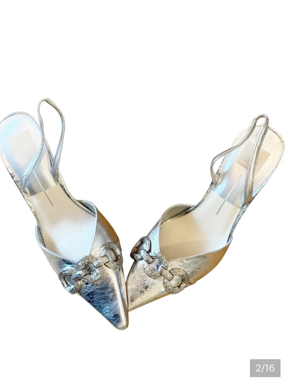 Dolce Vita Women's Haylee Heels Silver Distressed Leather Upper Size 10
